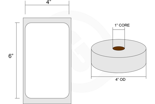 4" x 6" BRIGHT WHITE DIRECT THERMAL LABELS - 1" CORE
